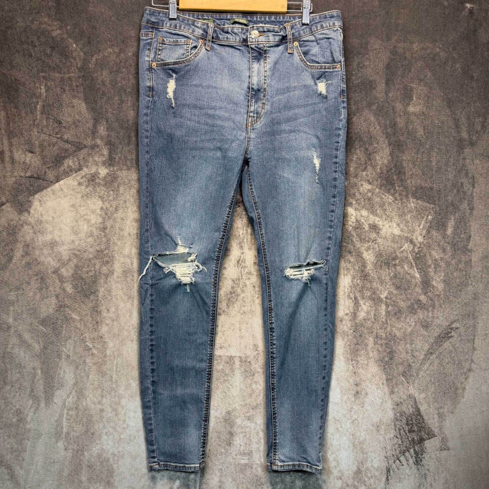Wild Fable Jeans Womens 16 Blue Cotton Highest Rise Skinny Distressed Casual
